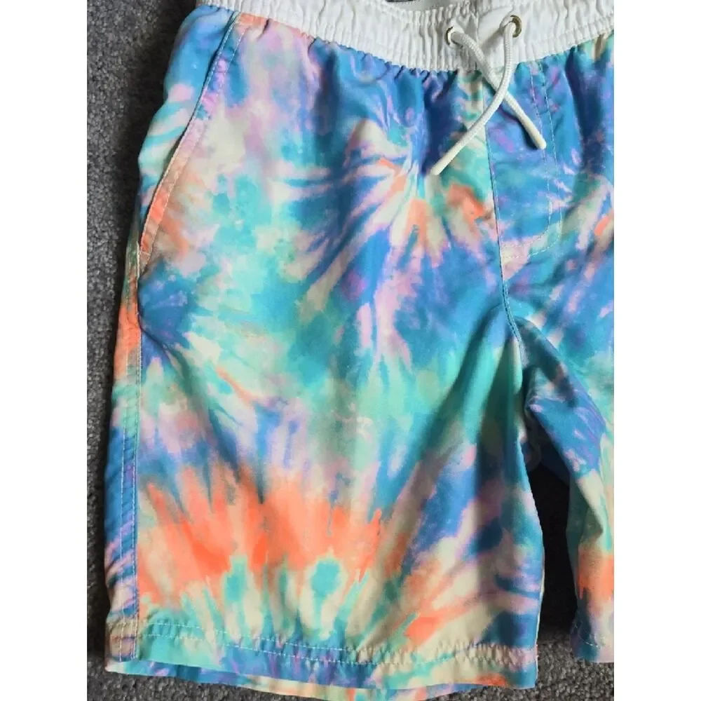 Kids Boys Size XL 14 Tie-Dye Swim Trunks Elastic Waist Shorts - Multicolor
